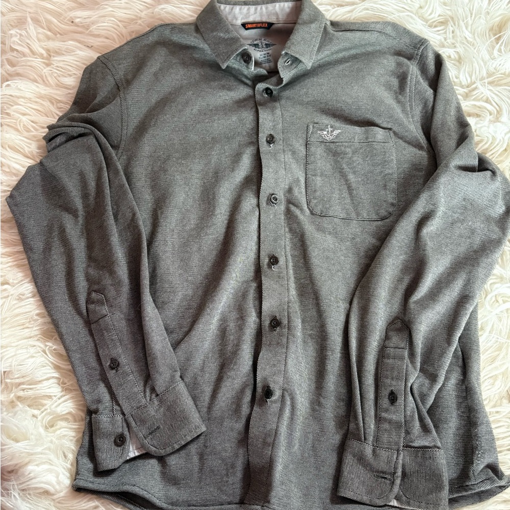 Docker Men's Alpha Ultimate Slim-Fit Smart 360 Flex Stretch Shirt Size M - Picture 2 of 8